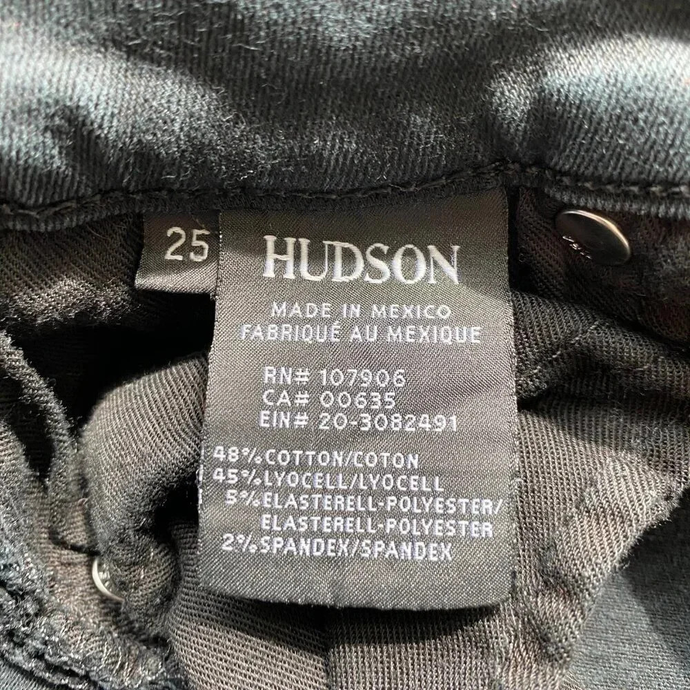 Hudson Womens 25 Krista Low-Rise Super Skinny Ankle Distressed Denim Jeans Black - Picture 15 of 16